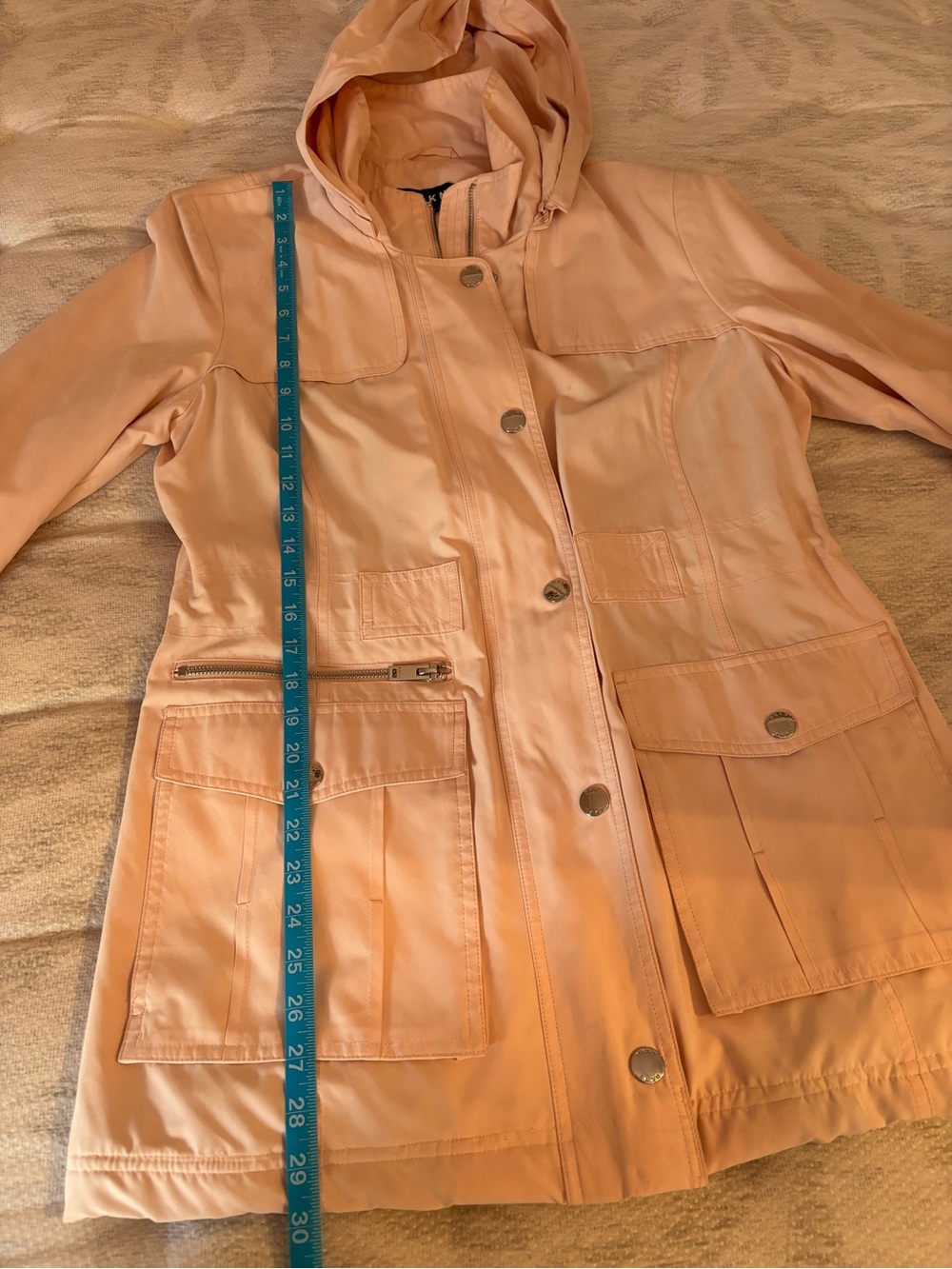 DKNY Women's Hooded Light Pink Rain Jacket - Picture 8 of 9